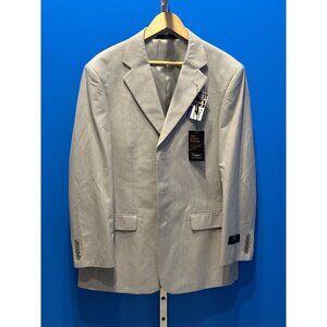 Haggar Mens Light Gray Blazer 42R 100% Cotton With Polyester Lining Classic Fit